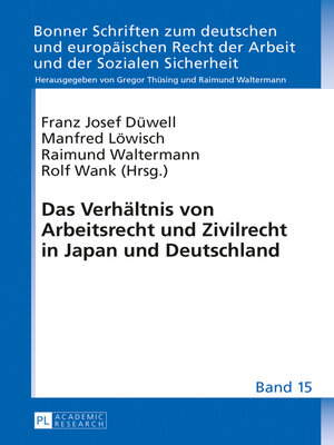 cover image of Das Verhaeltnis von Arbeitsrecht und Zivilrecht in Japan und Deutschland